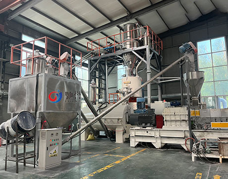 Sistema de transporte de alimentação automático para o misturador do pó com transporte de parafuso