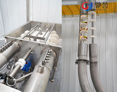 Corrente do tubo que alimenta transportando o sistema para o pó e os grânulo com dose do equipamento