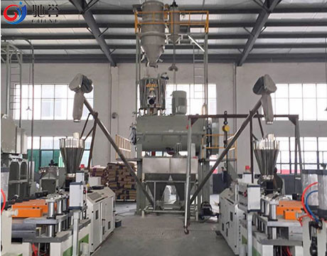 Sistema de alimentação automático do transtorte pneumático para a linha de produção plástica de madeira